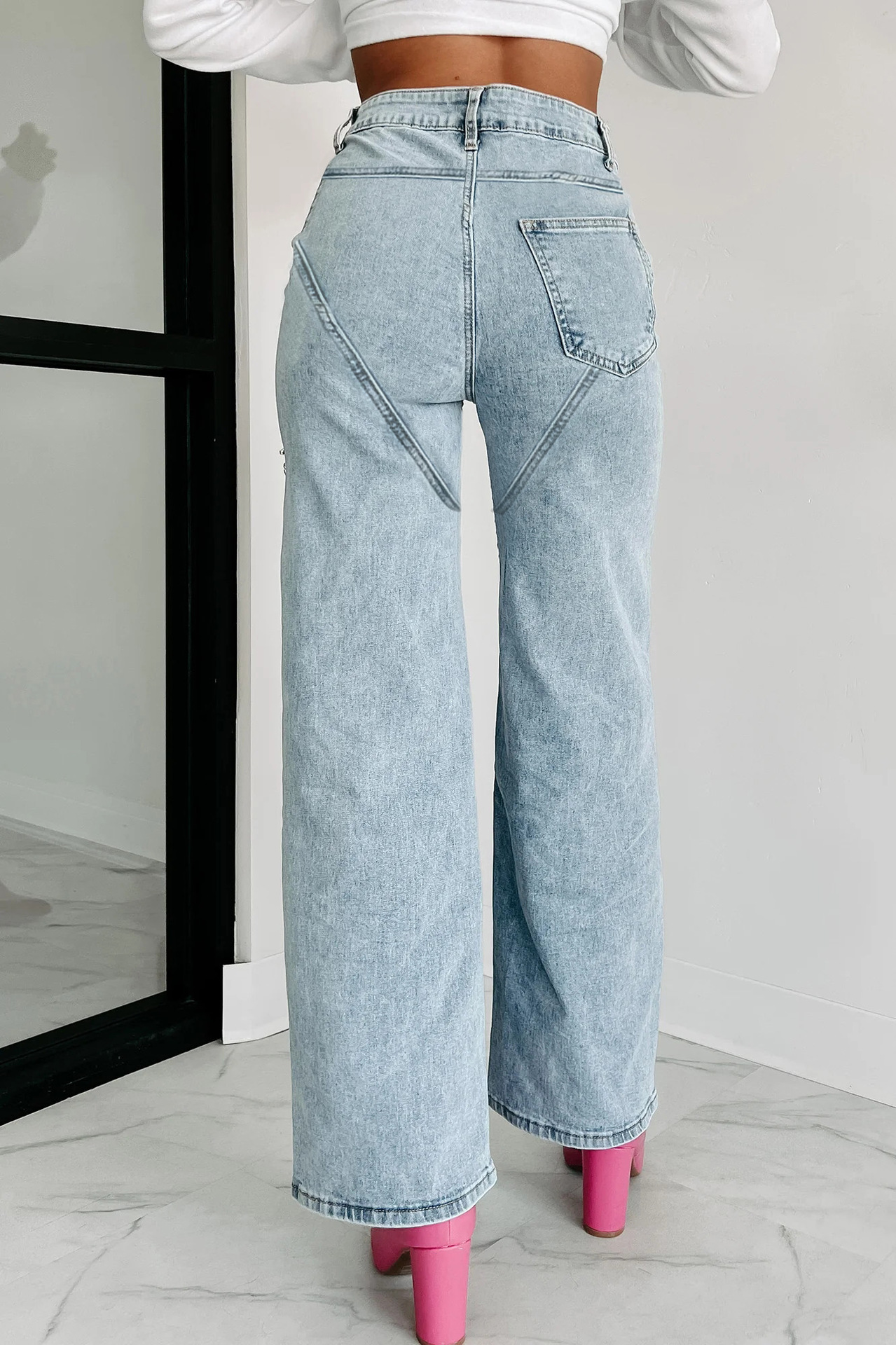 Spring, Autumn Season Women's Daily Streetwear Solid Color Full Length Ripped Jeans Straight Pants