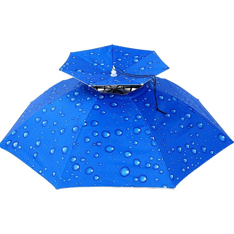 Fishing Parasol Head Umbrella Rain Hat Umbrella Hat Head-Mounted Umbrella Hat Rainproof Headband Foldableing Hat Large Bucket Hat Top