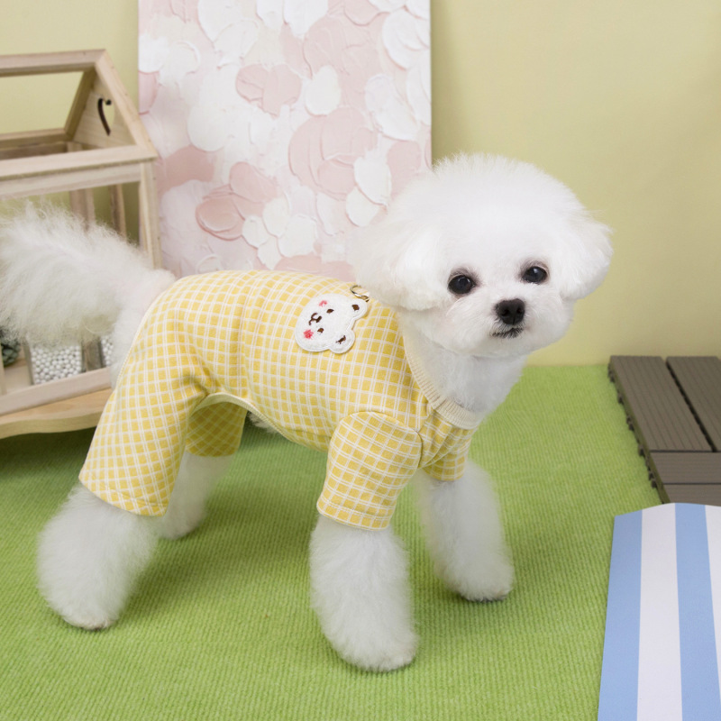 狗衣服宠物服装小型犬四腿猫咪秋冬保暖舒适25德绒格子家居服|undefined
