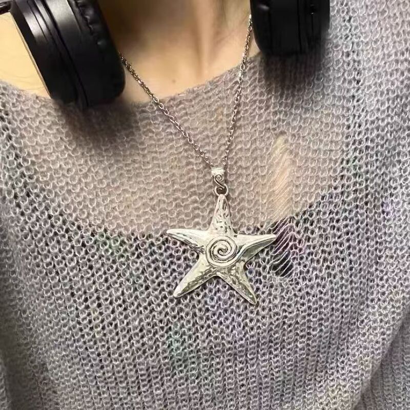 Vacation Style Big Five-Pointed Star Design Y2K Sweet and Cool Niche Pendant Necklace Versatile Personalized Fashion Necklace