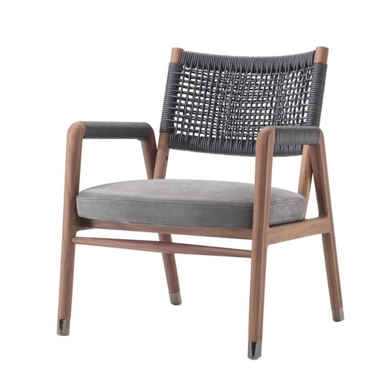 Al aire libre mesa y silla de madera anticorrosiva patio balcón ocio ratán tejido impermeable protector solar teca combinación de silla de jardín de tres piezas