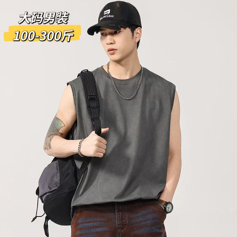 Men's Large Size Sleeveless T-Shirt Vest, Loose Fit for Plus-Size Individuals, Oversized Sports Basketball Shirt, Home Base Layer Shirt Men's Large Size Sleeveless T-Shirt Vest, Loose Fit for Plus-Size Individuals, Oversized Sports Basketball Shirt, Home Base Layer Shirt