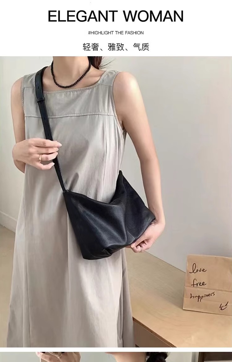 Leather top layer vegetable-tanned cowhide hobo single-shoulder underarm bag for women 2025 new style, a niche and high-end crossbody dumpling bag full figure
