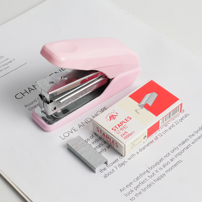 E Commerce Pink Office Set, Stapler, Staples, Tape Holder, Plush Notebook, In Stock._voghion.com