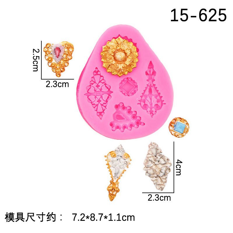 Molde de silicona de joyería clásica, decoración de pastel de fondant de cuentas talladas retro, molde de herramienta de horneado de chocolate de bricolaje