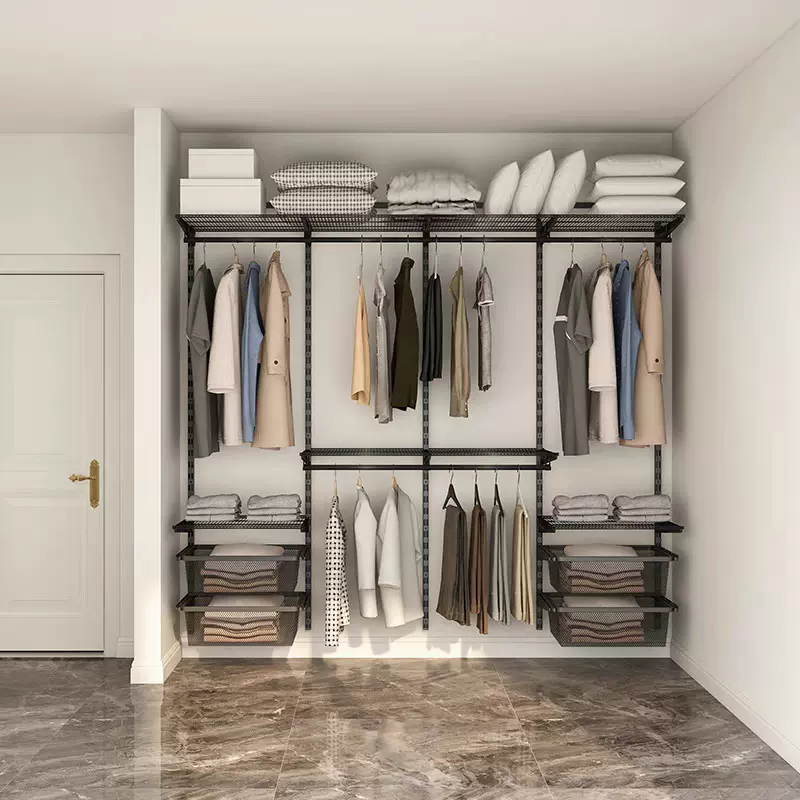 出租房衣帽间家用卧室出租屋钢制壁挂衣柜上墙简易组合金属衣柜