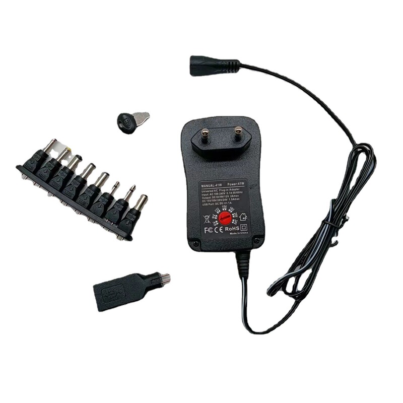 European gauge 41W power adapter 100-240V AC to DC charger suitable for 5v1a power adapter 9 heads