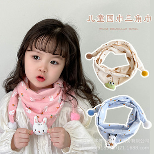 Han Feng Baby Cute Bear Plaid Square Scarf Children's All-match Cartoon Triangle Scarf Trendy Sanrio for Boys and Girls