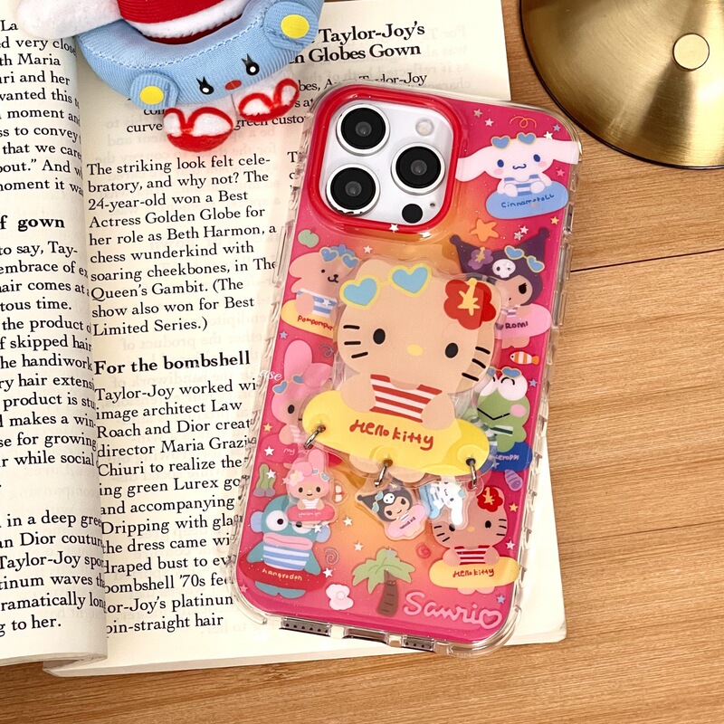 Japanese and Korean Cute Cartoon Swimming Ring Sanrio Kitty Suitable for Apple 16Promax151413