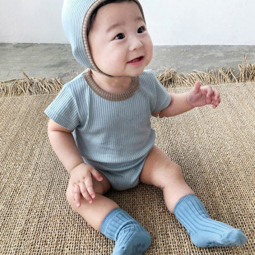 Baby Soft Skin Short Sleeve Bodysuit with Hat and Booties - Same as Korea's Newborn Baby Outfit