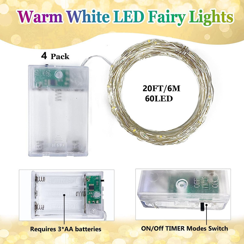 Amazon cross-light string border manufacturers in stock with flash battery box copper string lights Christmas holiday wave ball decorative lights