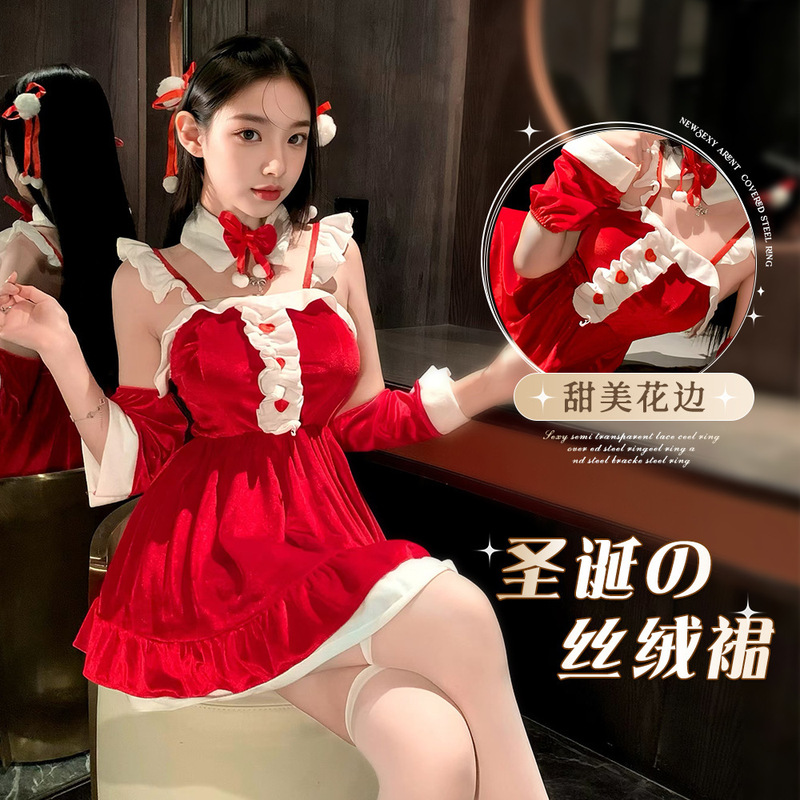 Private Moon Sexy Lingerie Pure Desire New Christmas Set Small Bust Friendly Uniform Temptation Cute Chunli Sexy Nightdress Private Moon Sexy Lingerie Pure Desire New Christmas Set Small Bust Friendly Uniform Temptation Cute Chunli Sexy Nightdress