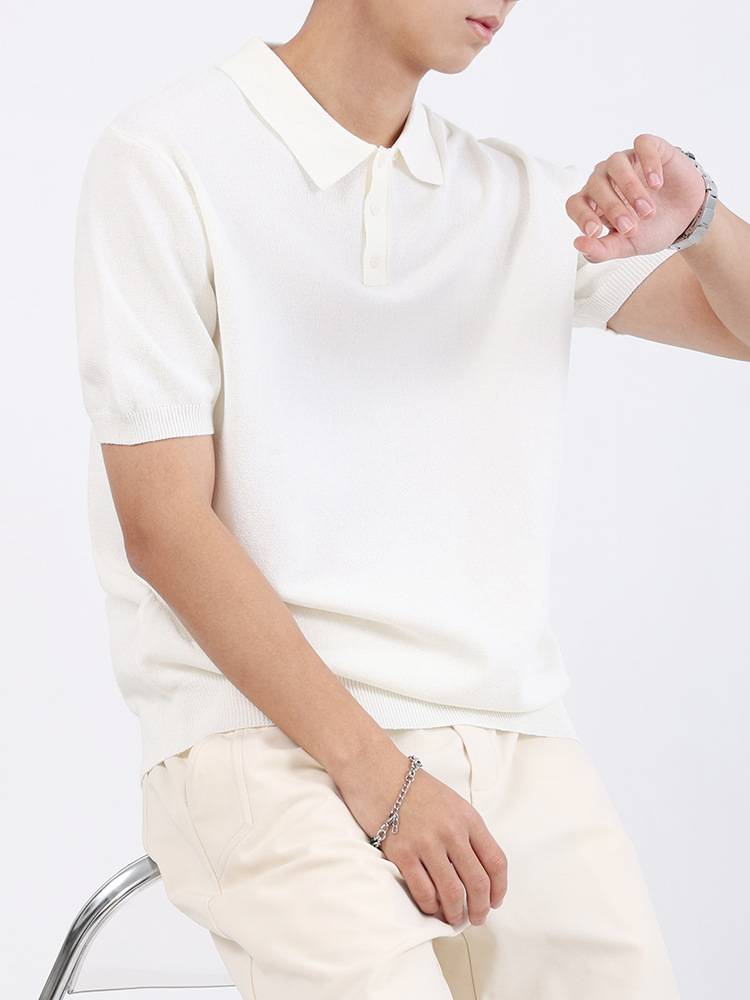 Uniqlo, camiseta de polo de manga corta, camiseta de seda de hielo de media manga, camiseta de punto transpirable de color sólido, hombre ligero y casual.