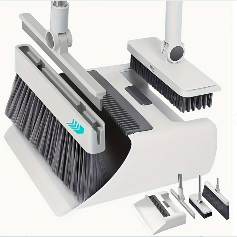 빗자루/쓰레기통/물걸레/바닥솔 4in1(2단봉) 화이트