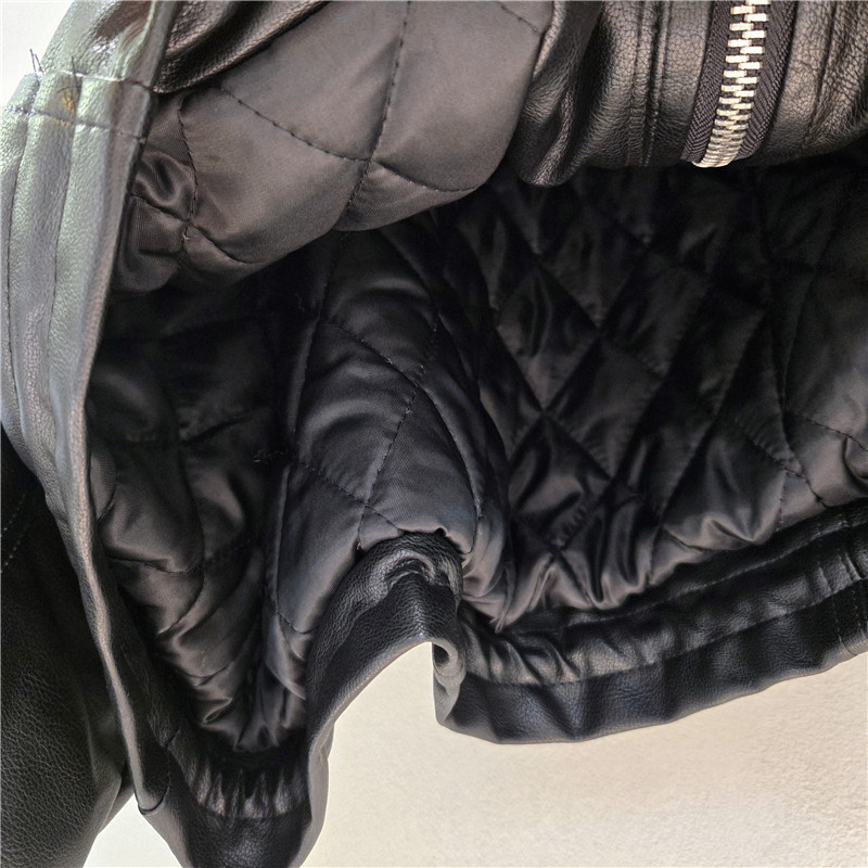 Vintage estilo americano de alta sensación abrigo de cuero otoño invierno suave pegajoso corto pu abrigo de motocicleta chaqueta de algodón top image 4