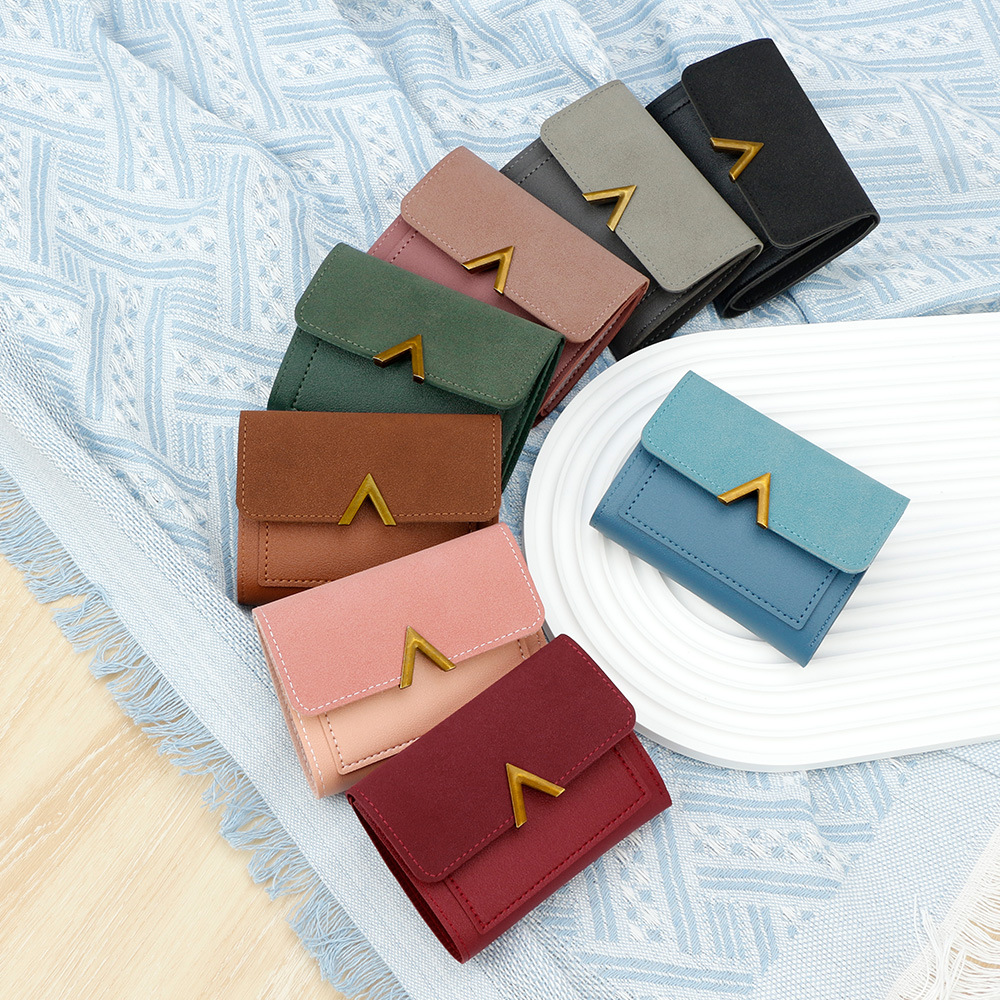 Nuevo estilo coreano simple de las mujeres cartera corta de gran capacidad chica estudiante cartera pequeña tarjeta titular de la moneda monedero