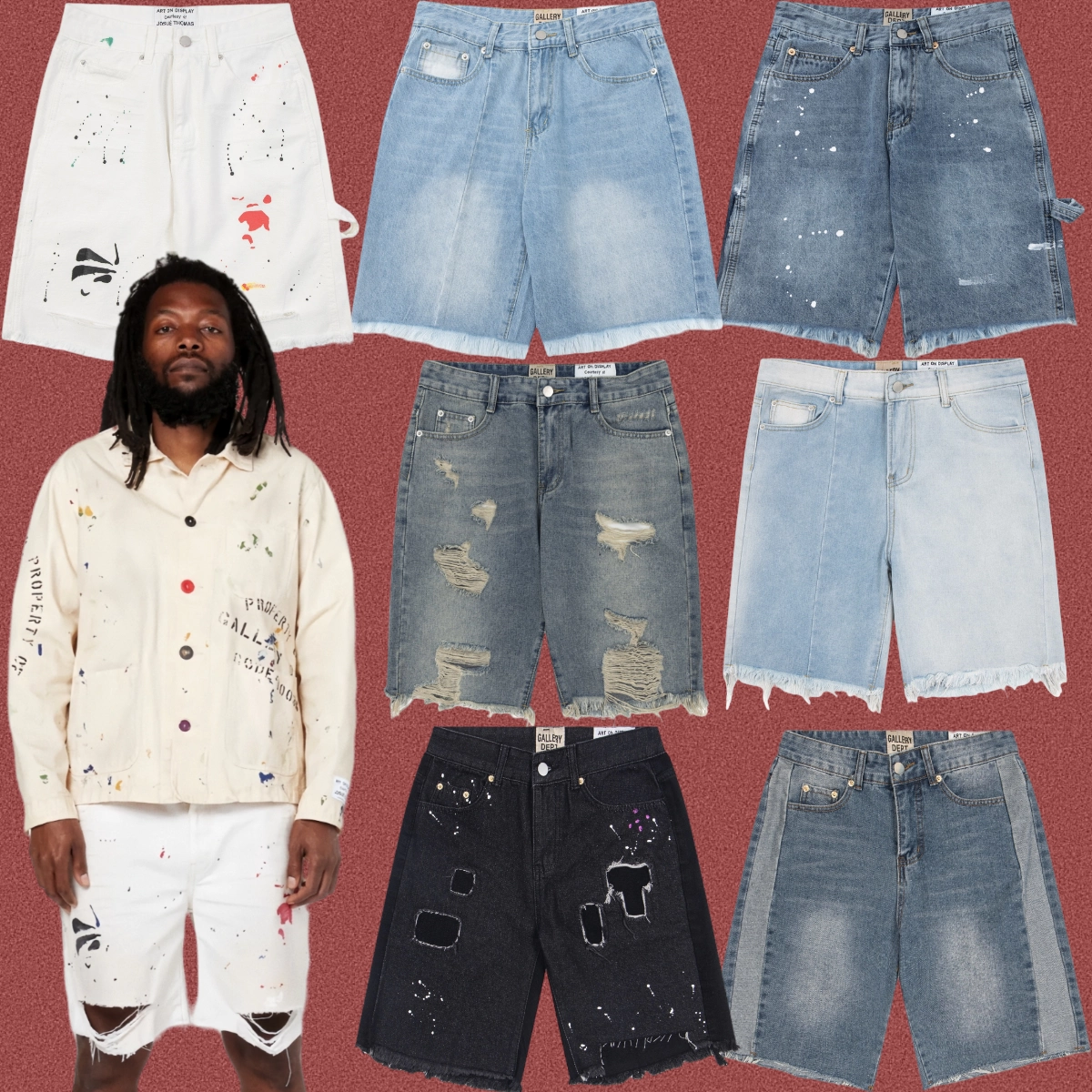 Высококачественные джинсовые шорты в стиле американской уличной моды с эффектом потертости, бахромой и трендовым дизайном для повседневной носки.