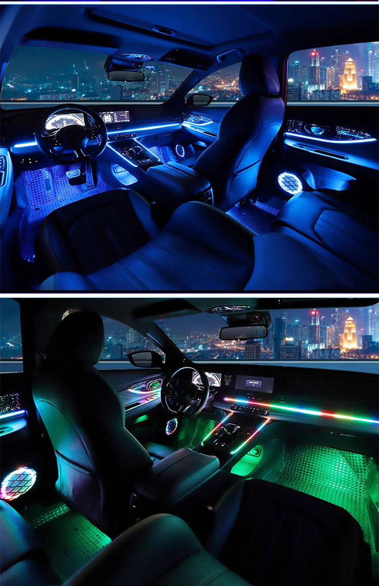 Universal Car Hidden Symphony No-Cut Wire App Dual-Control Interior Ambient Light Led Car Ambient Light