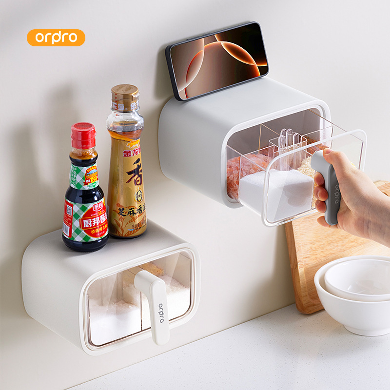 caja de condimentos de cocina doméstica condimento tanque combinado conjunto integral sal monosódico pimienta almacenamiento condiment botella