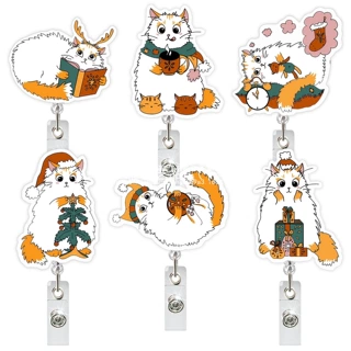 跨境新款圣诞节可爱猫咪亚克力平面伸缩易拉扣旋转易拉得徽章夹