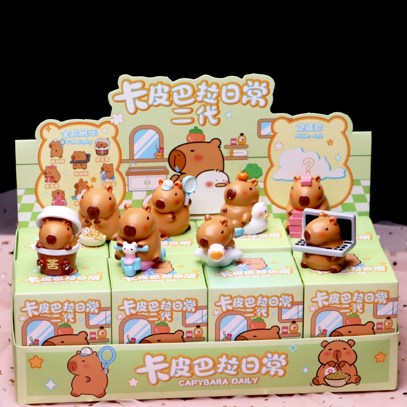 Бокс слепой Kapibala Capybara резиновая фигурака, милая анимационная коллекционная фигурка, случайный 1 шт.