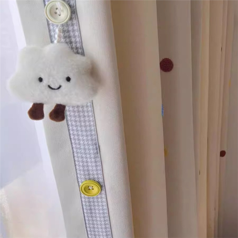 彩色点点 可爱云朵花边儿童房男孩女孩多巴胺卡通绣花遮光窗帘|undefined