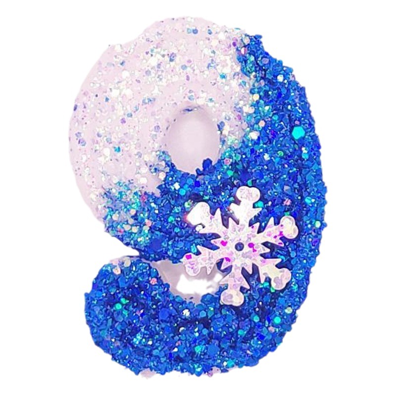 Tema creativo de hielo y nieve cumpleaños vela digital Amazon colapso Comercio electrónico decoración de la torta fiesta atmósfera suministros