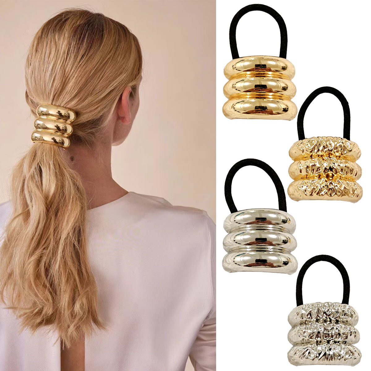 Europa y los Estados Unidos hebilla para el cabello punk personalidad transfronteriza broca de cabello trenzada gótica geometría redonda conjunto anillo de cabello cuerda para el cabello