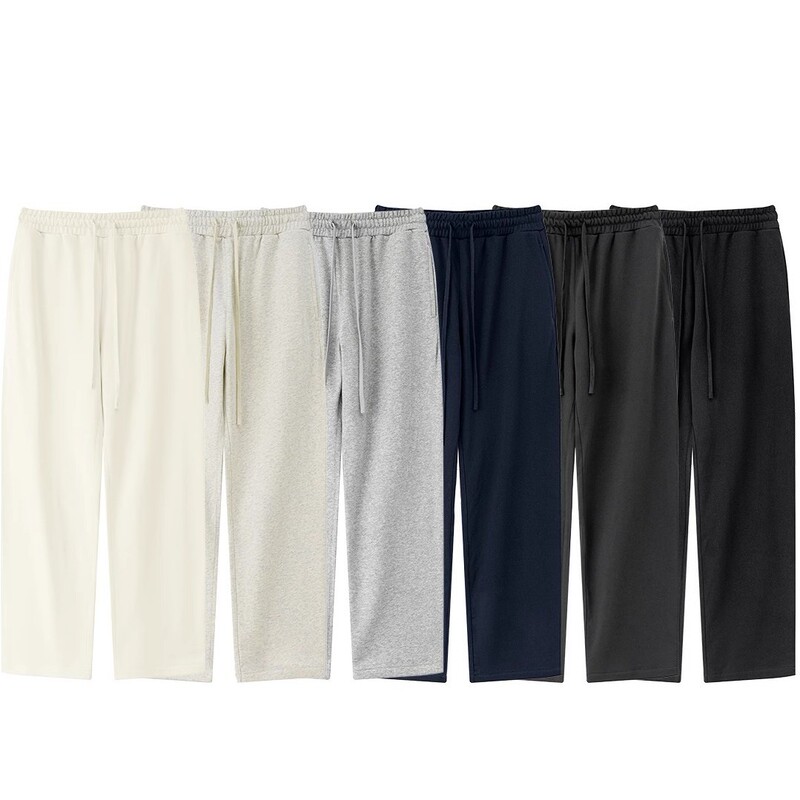 2025 Spring Earth Tone Simple European and American Solid Color Drape Straight-Leg Pants Unisex Loose Sports Ins Casual Sweatpants