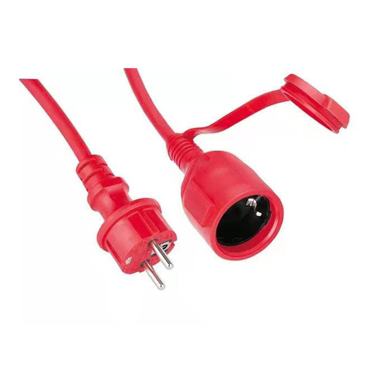 供应欧规户外防水延长线 法国公母对插橡胶线德式三芯防水尾插