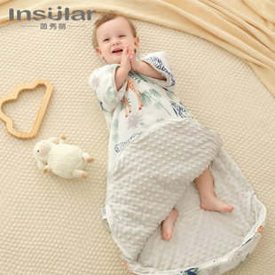 Infant A winter cotton cotton anti -kick sleeping bag thickened children's beane velvet warmth is soothing sleeping bag anti -kick