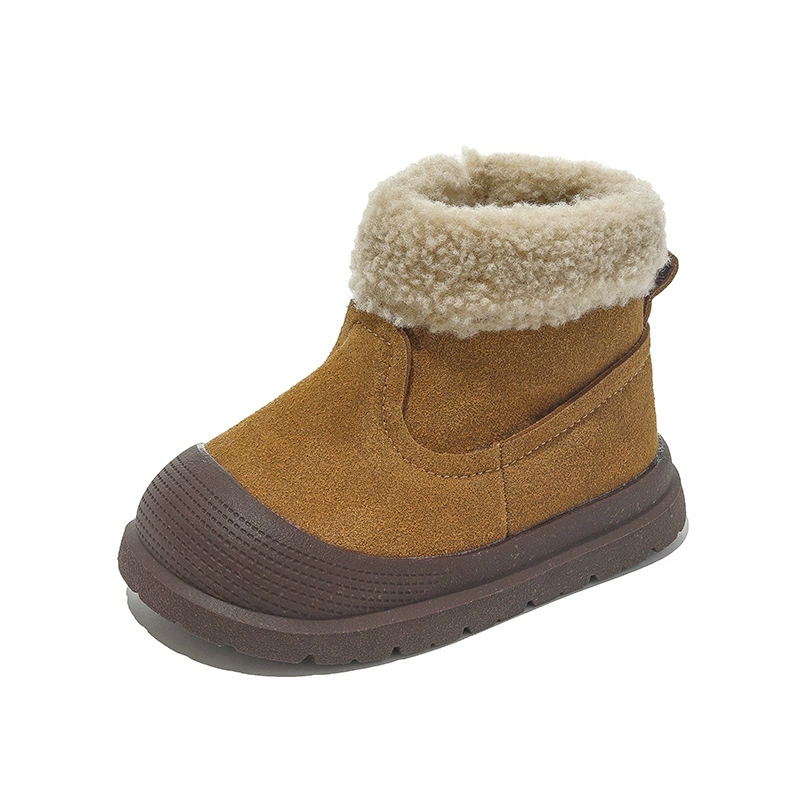Winter children's boots for boys, warm comfortable shoes with zipper, genuine leather, soft sole