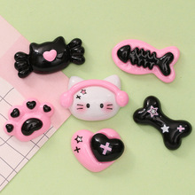 暗黑猫咪骨头糖果猫爪 diy奶油胶手机壳鞋扣发夹树脂饰品配件批发