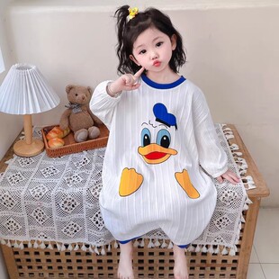 Girls' Nightgown Early Autumn Long Sleeve Baby Children's Princess Cartoon Loose Autumn and Winter Children's Pajamas Home Clothes