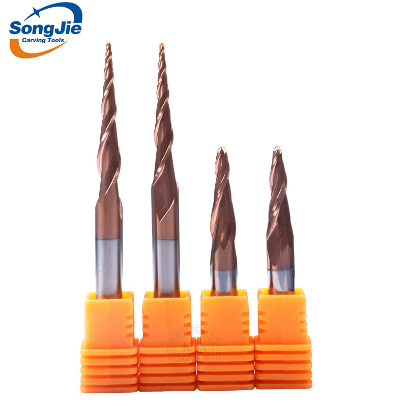 Coated Two Flute Ball Nose Taper End Mill Carbide Cutter Cnc Cnc Ball Nose Knife