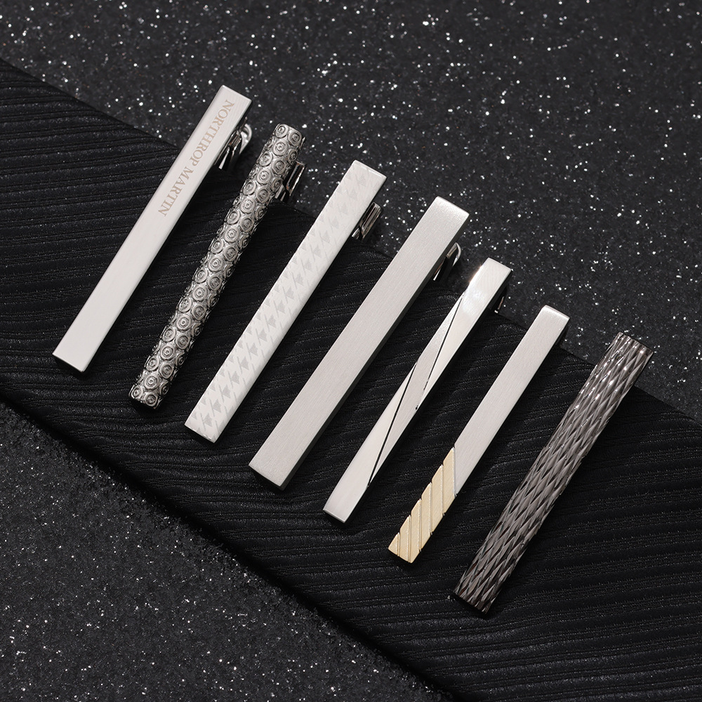 Tie clip men's clip high-end formal wear simple wedding business suit tie clip men's gift box buckle tie pin