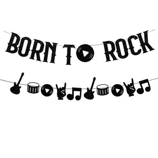 Cross-border source of gold onion paper rock music theme flag party decoration banner