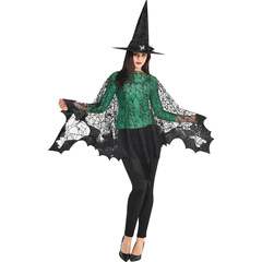 ハロウィーン蜘蛛の巣コウモリマント欧米黒祭り成人児童マントマント経編服装ポリエステル