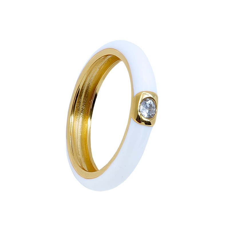 Cross-border Color Epoxy Enamel Temperament Plated 18k Ring Fashion Trend Copper Ring display picture 10