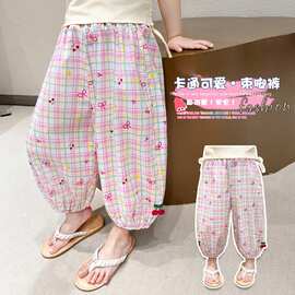 2026女童防蚊裤夏季薄款新款洋气樱桃夏天宝宝夏装儿童装夏款裤子