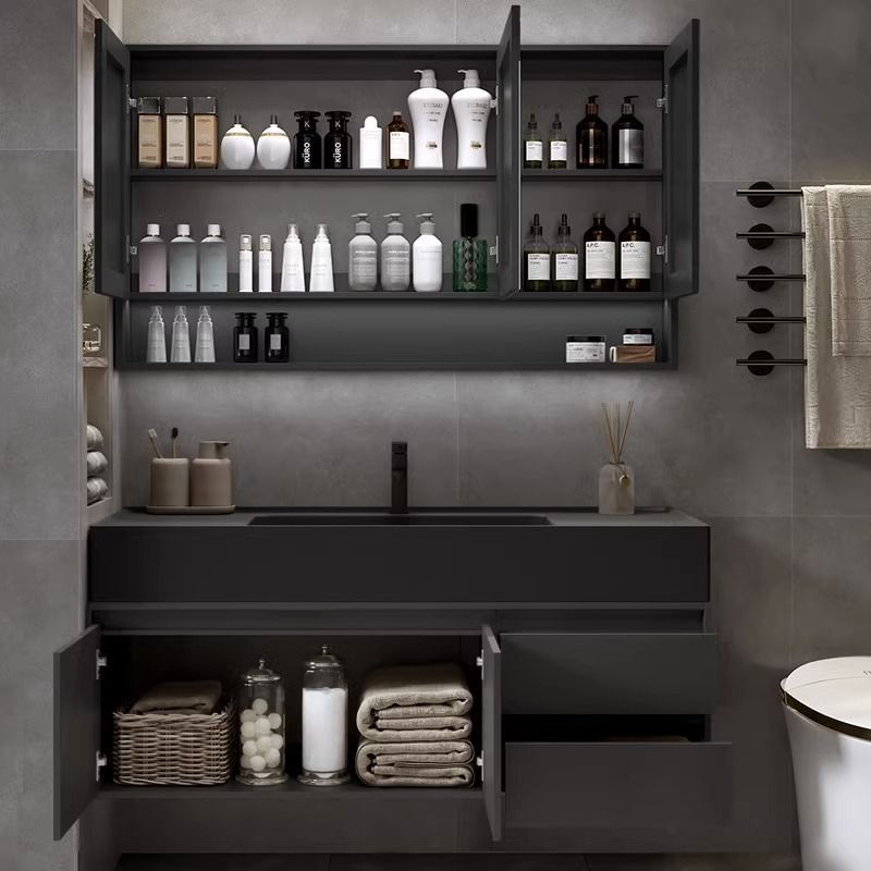 Gabinete de baño combinación cuenca nano integrado luz inteligente lavabo de lujo lavabo mesa de lavado lavabo mueble de baño