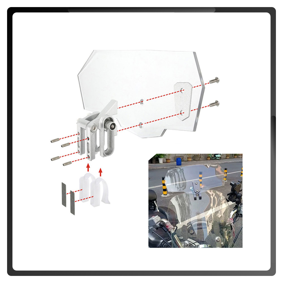 Motorcycle Universal Modified Windshield Heightening Adjustable Windscreen