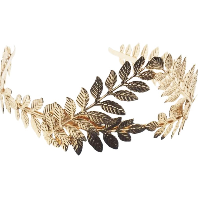 Baroque Golden Leaf Crown Headdress European and American Golden Leaf Headdress Hair Accessories Metal Mori Girl Personalized Hair Crown