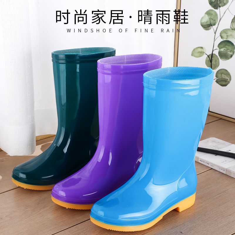 new pattern In cylinder Plush Rain shoes Boots Waterproof shoes Rubber shoes Overshoes water boots fashion adult non-slip High cylinder Rain shoes