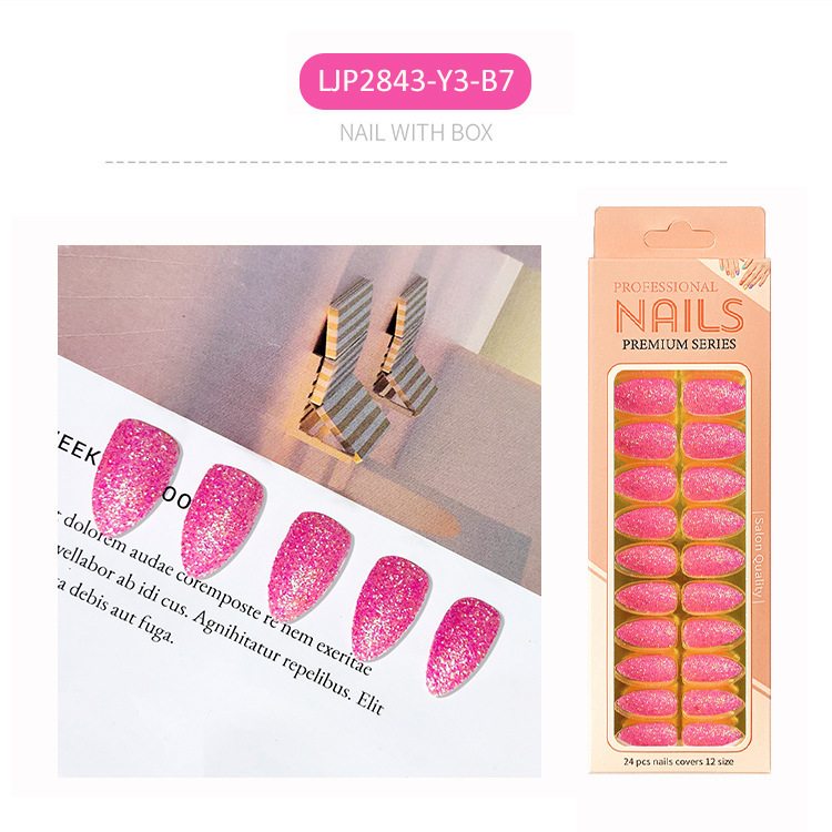 Uñas postizas largas europeas y americanas, uñas postizas puntiagudas largas, pegatinas de uñas con diseño de pico de águila, en caja, con brillo mate.