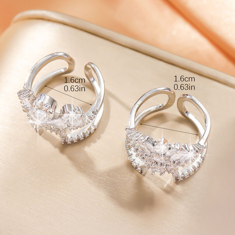 Small Niche Design Open Mouth Ring Women's Trendy Fashion Personalized Ring Sweet And Versatile Diamond Studded Index Finger Ring Bracelet_voghion.com