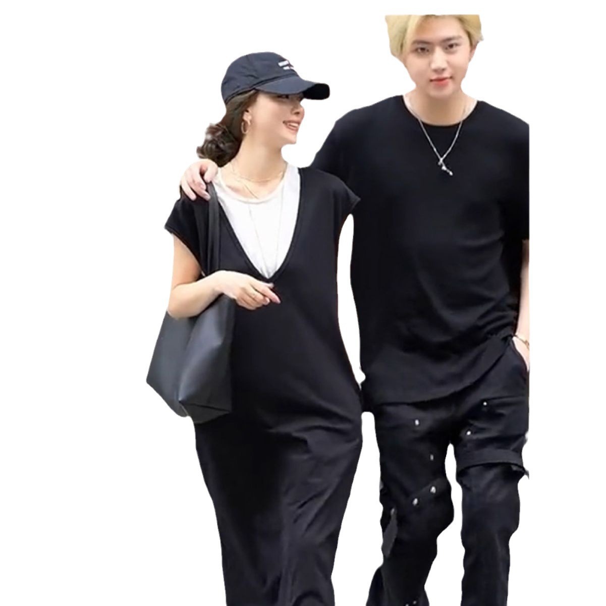 Đầm maxi nữ tay ngắn giả hai mảnh phong cách Pháp — Màu đen