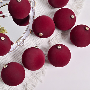 Flocking Velvet Christmas Ball Pendant High-grade Dark Velvet Christmas Ball suit Christmas Decorations Cross-border New Product