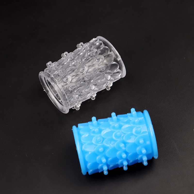 TPE Dragon-Scale Textured Locking Ring, Slip-on Delay Ring, Transparent — detail image 7