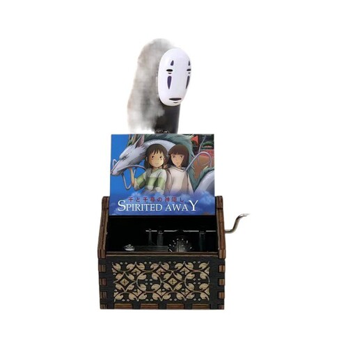 Wooden Hand-Crank Music Box Spirited Away Painted Eight-Note Box Exquisite Carved Craft Elegant Gift Ornament